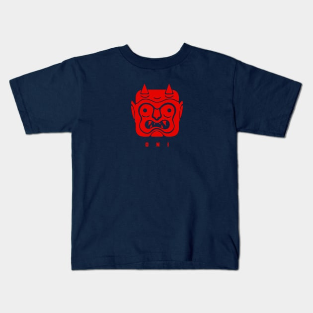 Minimalist, stylized Oni face Kids T-Shirt by croquis design